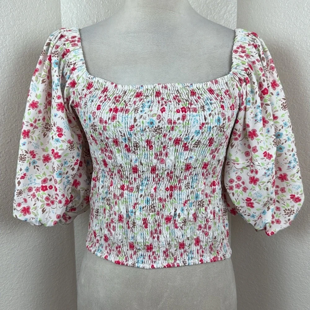 Sōkėe Collection Puff Sleeve Smocked Top Size X-Large NWT - Picture 4 of 9